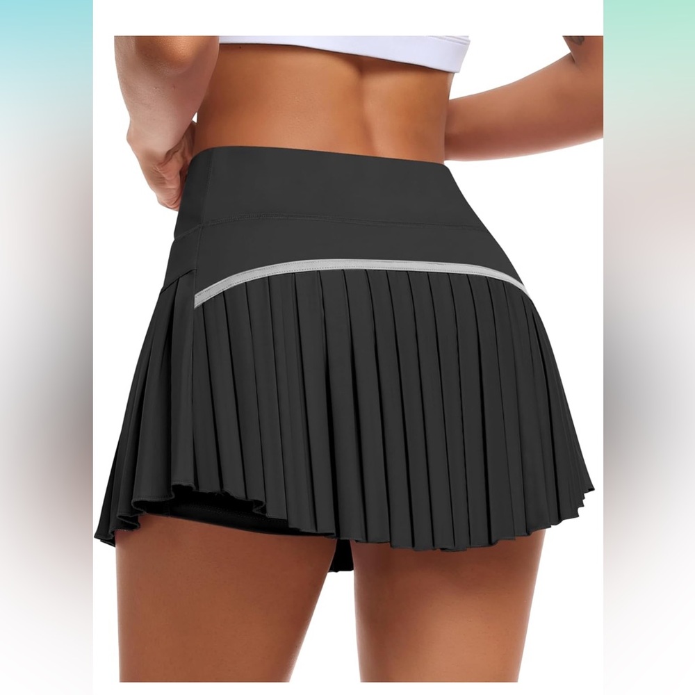 NWT*  Womens Pleated Athletic Skirt with Shorts, High Waisted, with Pockets